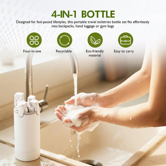 Bloomixy 4-in-1 Leak-Proof Portable Travel Dispenser Bottle