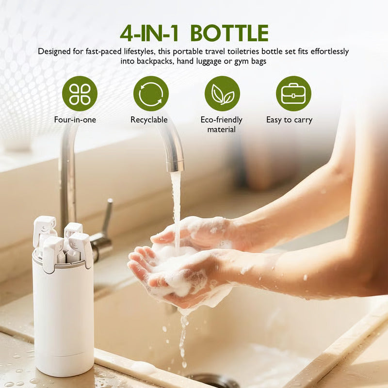 4-in-1 Leak-Proof Portable Travel Dispenser Bottle