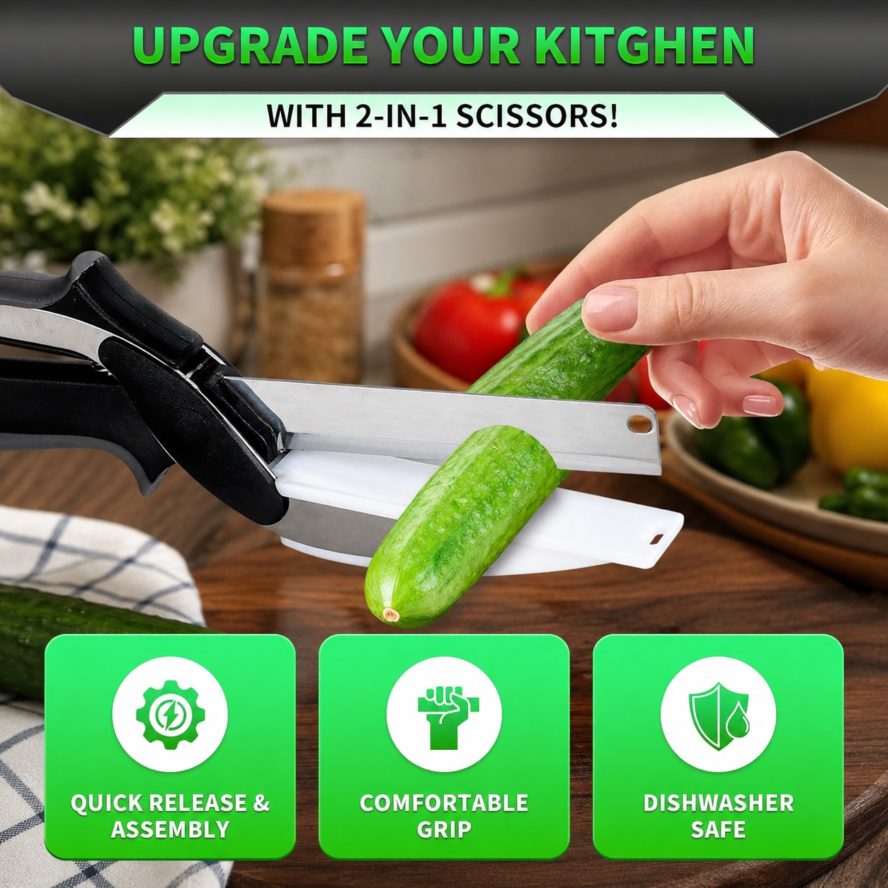 2-in-1 Kitchen Scissor Knife Cutter