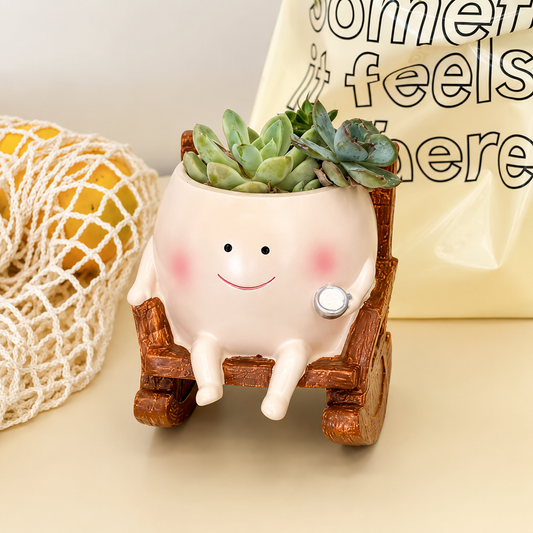 Cute Smiling Swing Chair Flower Pot