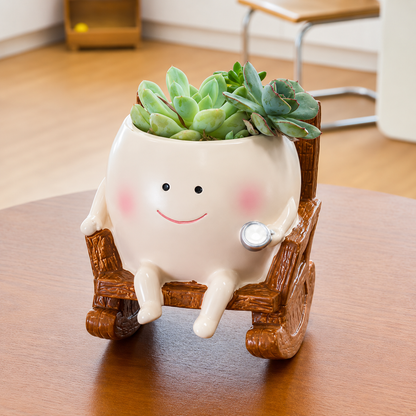 Cute Smiling Swing Chair Flower Pot