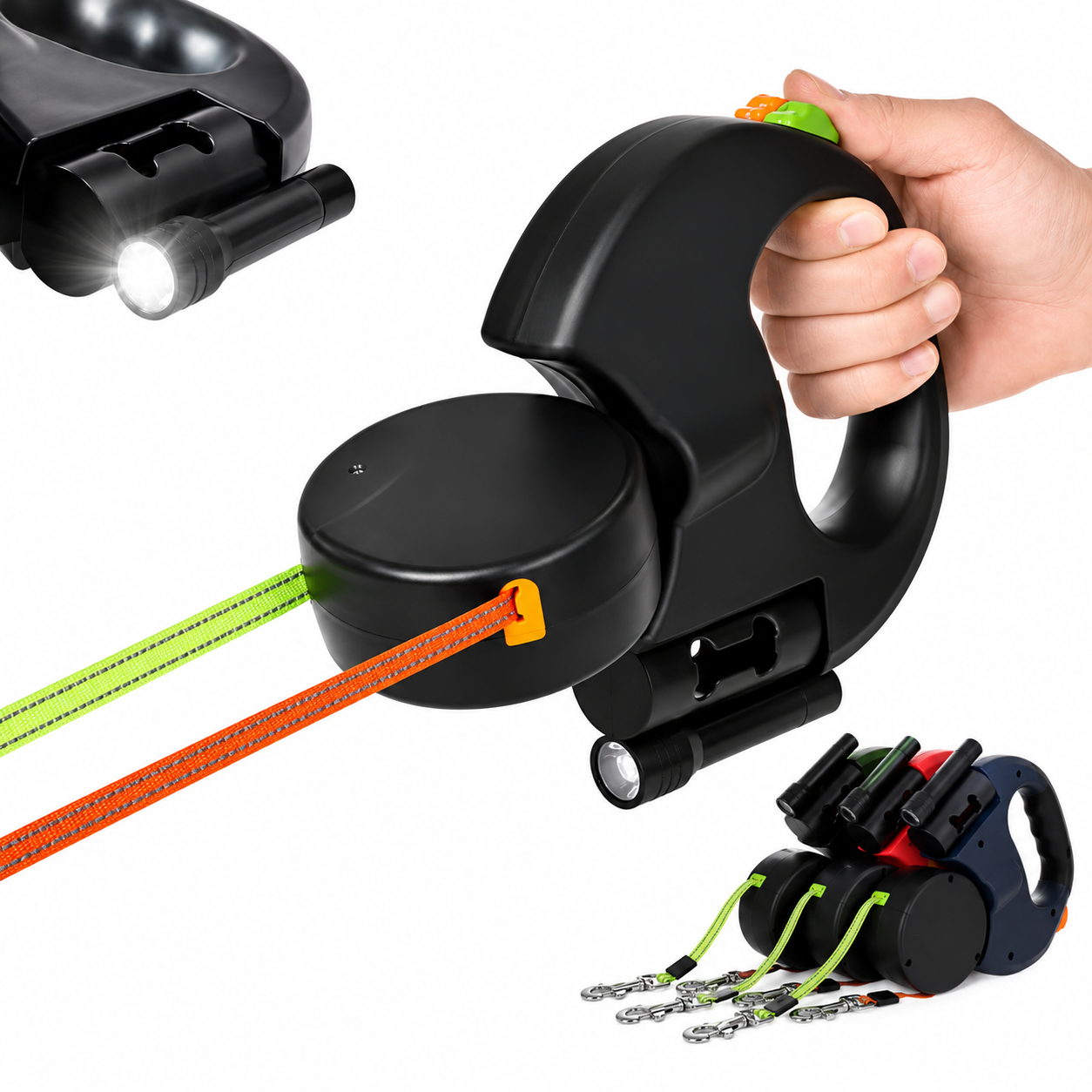 Bloomixy Retractable Dual Dog Leash with LED