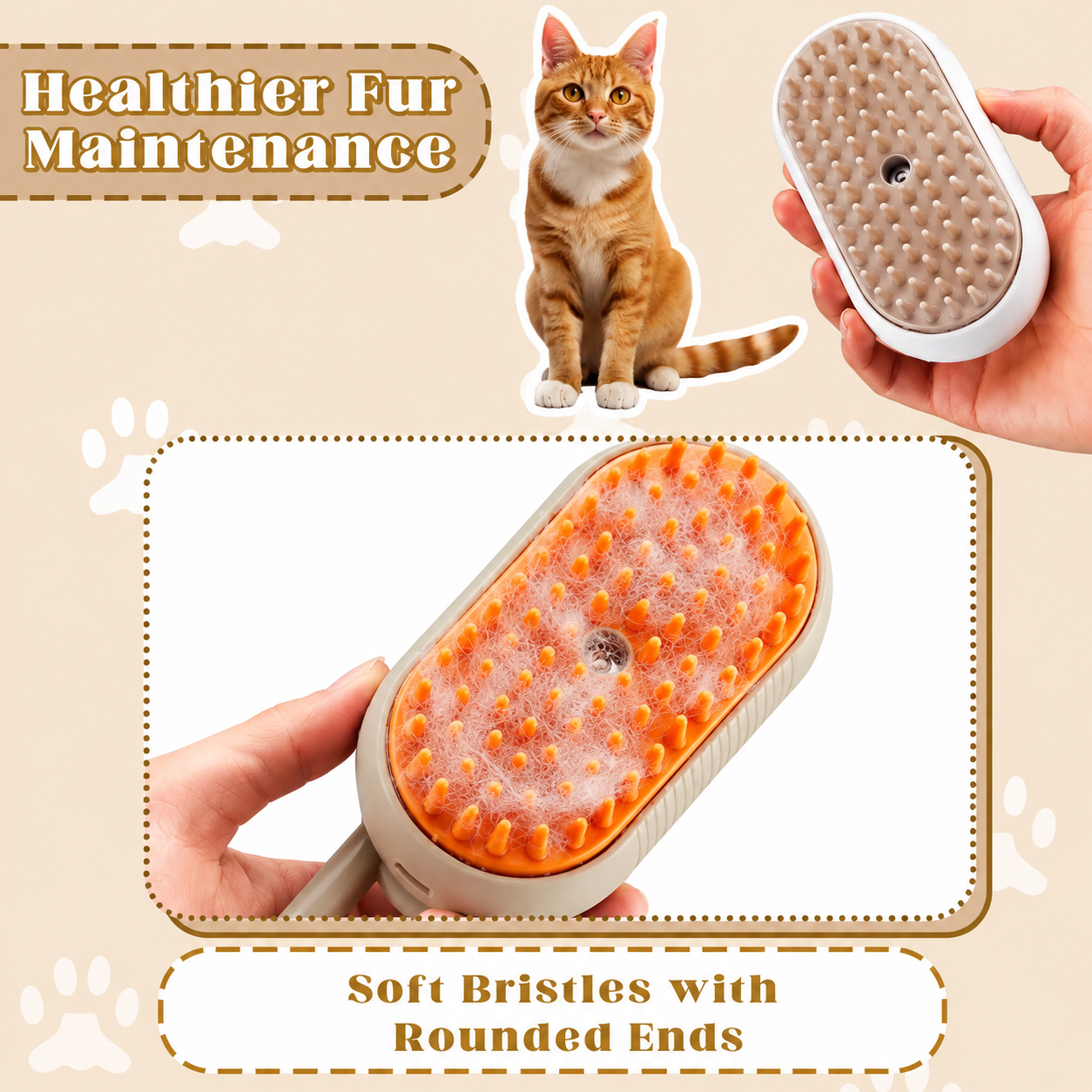 3-in-1 Electric Pet Grooming Brush for Dogs & Cats