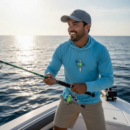 Rotating Mini Fishing Reel Necklace