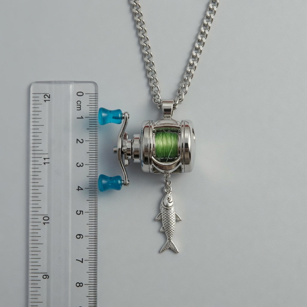 Bloomixy Rotating Mini Fishing Reel Necklace