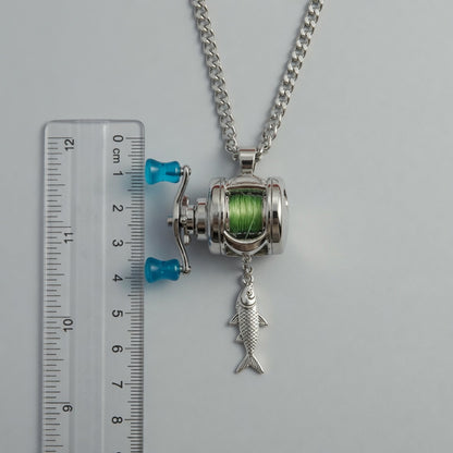 Rotating Mini Fishing Reel Necklace