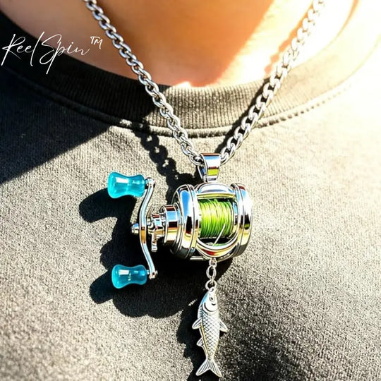 Bloomixy Rotating Mini Fishing Reel Necklace