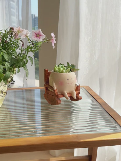 Cute Smiling Swing Chair Flower Pot