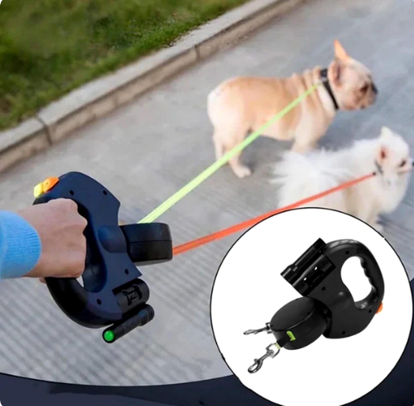 Bloomixy Retractable Dual Dog Leash with LED