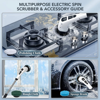 Cordless Electric Spin Scrubber with 8 Brush Heads