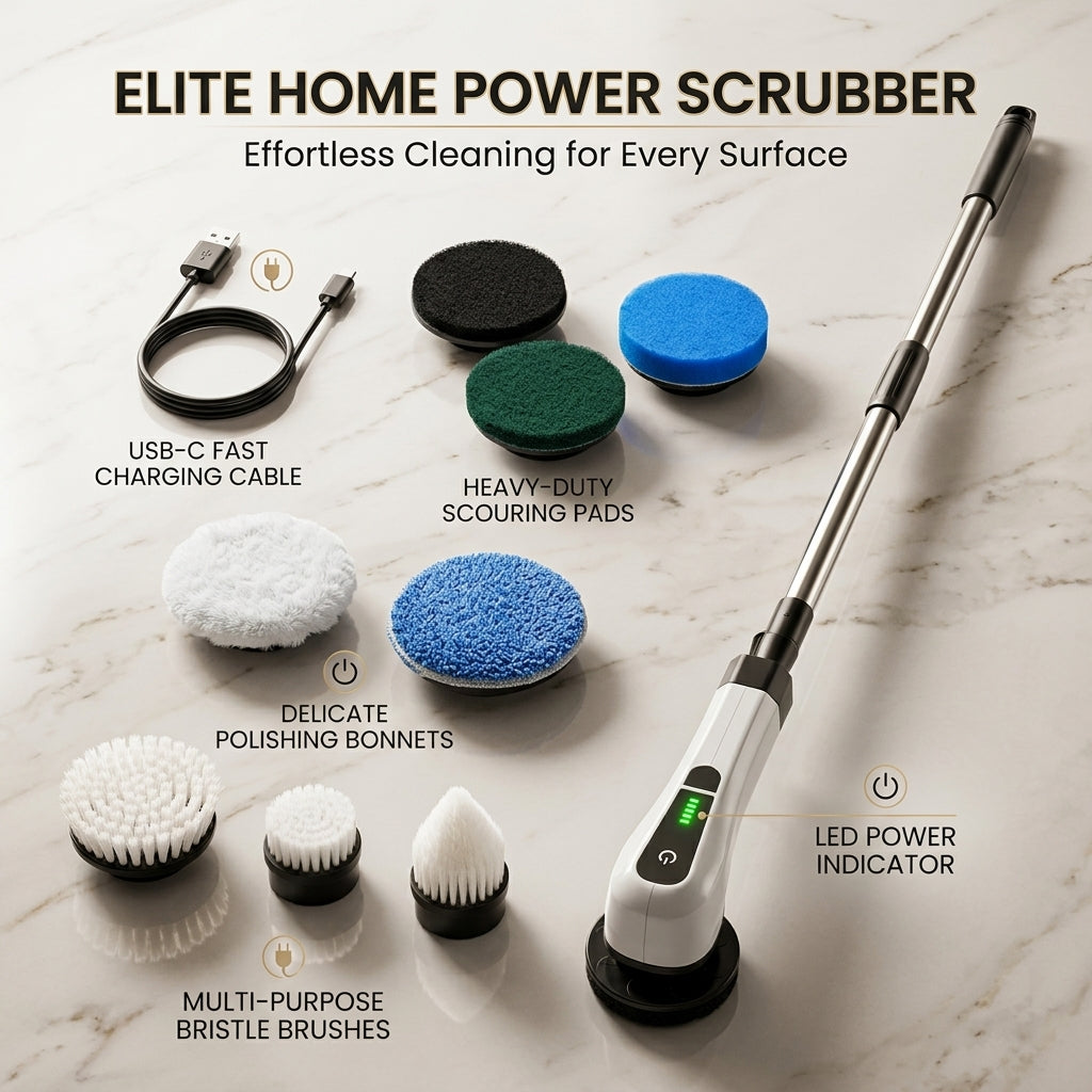 Cordless Electric Spin Scrubber with 8 Brush Heads