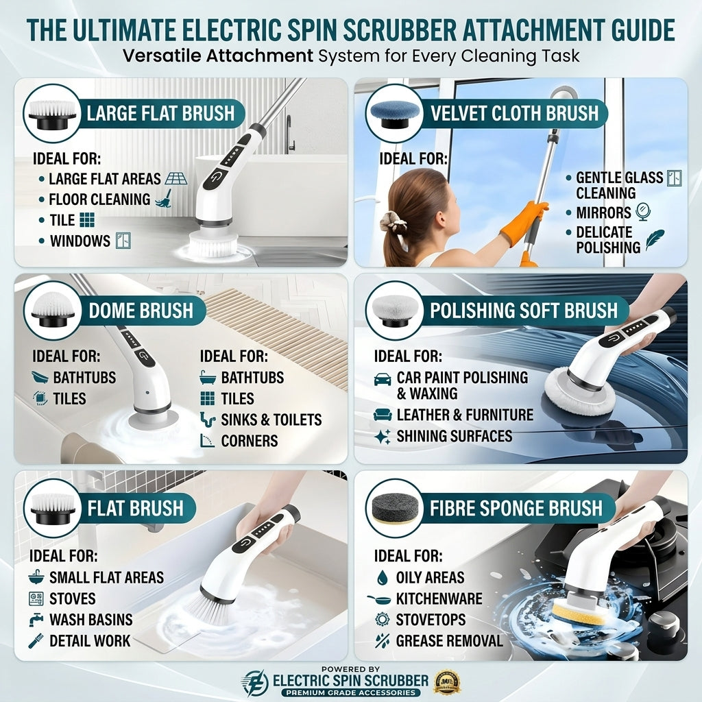 Cordless Electric Spin Scrubber with 8 Brush Heads